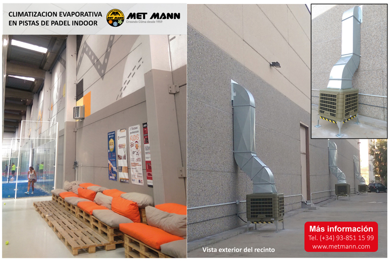 Climatización de pistas de padel indoor con acondicionadores evaporativos ME TMANN