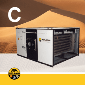MM - H / W / CP - Geradores de ar quente para processos de secagem industrial, pós-colheita e cabines de pintura. Potência de aquecimento de 43 a 390 kW com vazões e pressões personalizadas