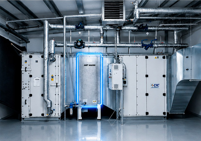 Modulo adiabatico MET MANN en una unidad de tratamiento de aire UTA